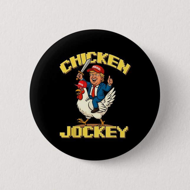 Chicken Jockey Trump Funny Meme Button (Vorderseite)