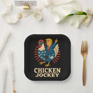 Chicken Jockey Trump Funny Meme Pappteller
