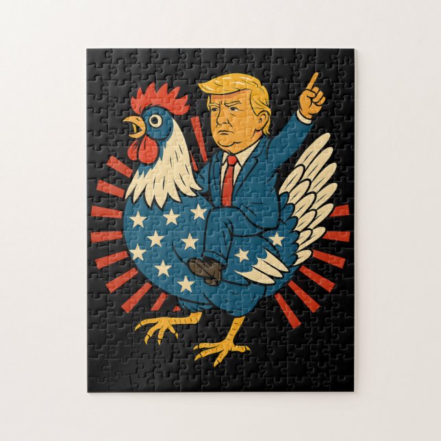 Chicken Jockey Trump Funny Meme Puzzle (Vertikal)