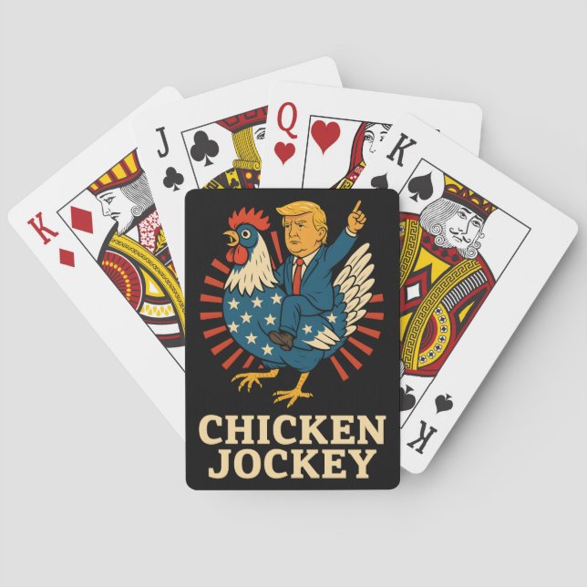 Chicken Jockey Trump Funny Meme Spielkarten (Rückseite)