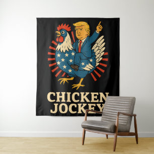 Chicken Jockey Trump Funny Meme Wandteppich