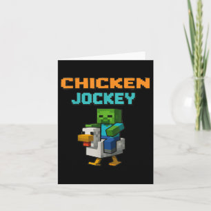 Chicken Jockey Zombie Pixel Art Zombie Gamer Funny Karte