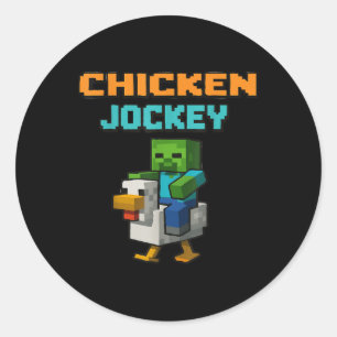 Chicken Jockey Zombie Pixel Art Zombie Gamer Funny Runder Aufkleber