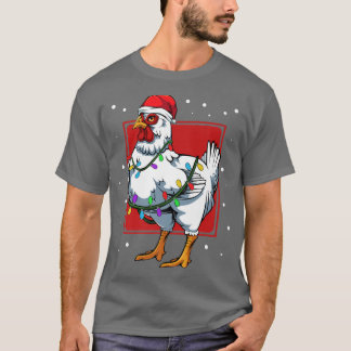 Chicken Lights Fun Santa Cute Celebrat Happy Chris T-Shirt