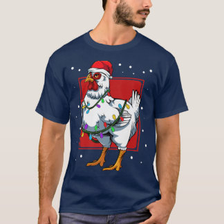 Chicken Lights Fun Santa Niedlich Celebrat Happy C T-Shirt