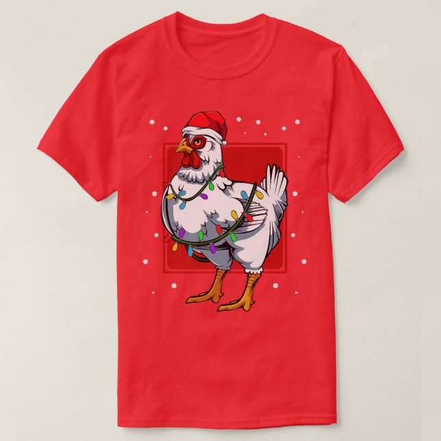 Chicken Lights Fun Santa Niedlich Celebrat Happy C T-Shirt (Design vorne)
