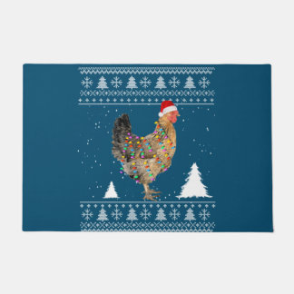 Chicken Lights with Santa Hat Christmas Pajamas Fußmatte