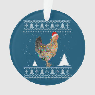 Chicken Lights with Santa Hat Christmas Pajamas Ornament