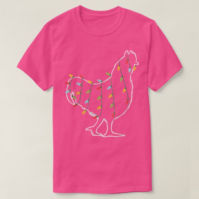 Chicken Lover Christmas Tree Light Pajama Xmas Gif T-Shirt (Design vorne)