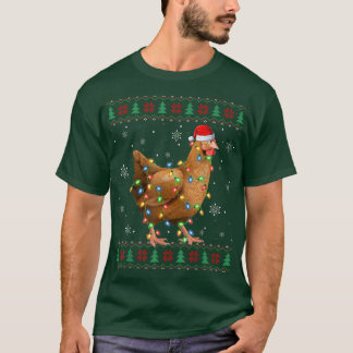 Chicken Lover Xmas Lights Santa Ugly Hühnchen Chri T-Shirt