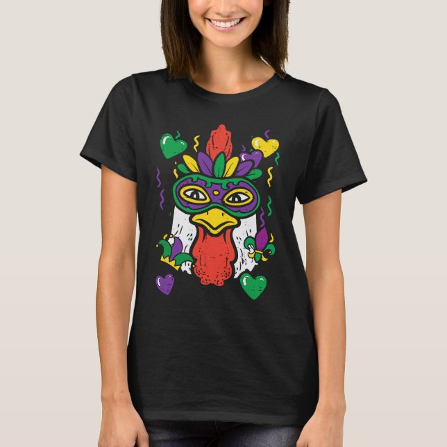 Chicken Mardi Gras Mask  Farm Outfit Men Women Kid T-Shirt (Vorderseite)