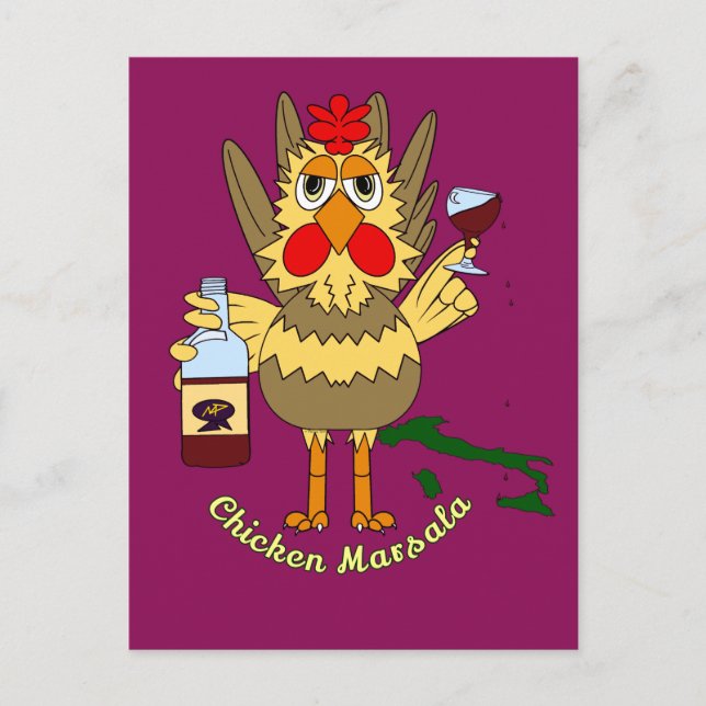 Chicken Marsala ~ Funny Chicken Postkarte (Vorderseite)