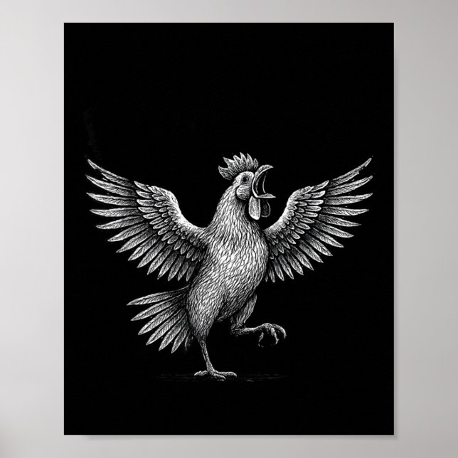 Chicken Meme Caw Funny Sayings Rooster Humor Quote Poster (Vorne)