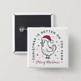 Chicken Merry Christmas country funny farm animal Button