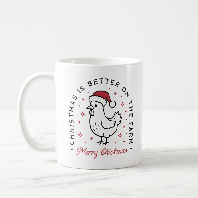 Chicken Merry Christmas country funny farm animal Kaffeetasse (Links)