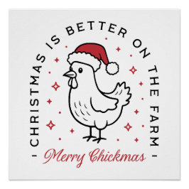Chicken Merry Christmas country funny farm animal Poster