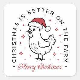 Chicken Merry Christmas farm country funny quotes Quadratischer Aufkleber