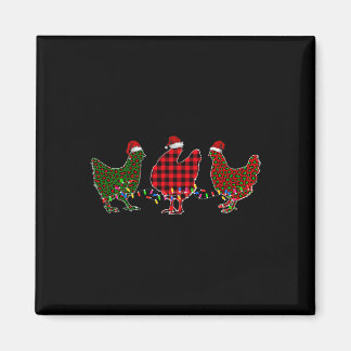 Chicken Merry Christmas Red Green Leopard Plaid Xm Magnet