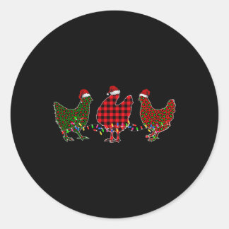 Chicken Merry Christmas Red Green Leopard Plaid Xm Runder Aufkleber