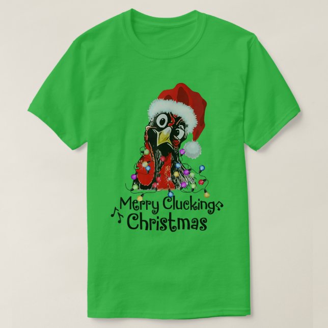 Chicken Merry Clucking Christmas Santa Funny Xmas  T-Shirt (Design vorne)