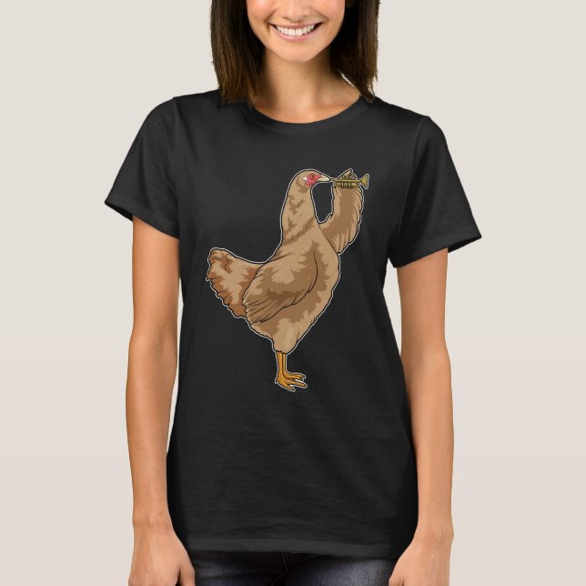 Chicken Musician Trumpet Music T-Shirt (Vorderseite)