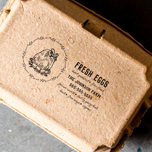 Chicken Name Family Farm Egg Carton Rubber Stamp Gummistempel