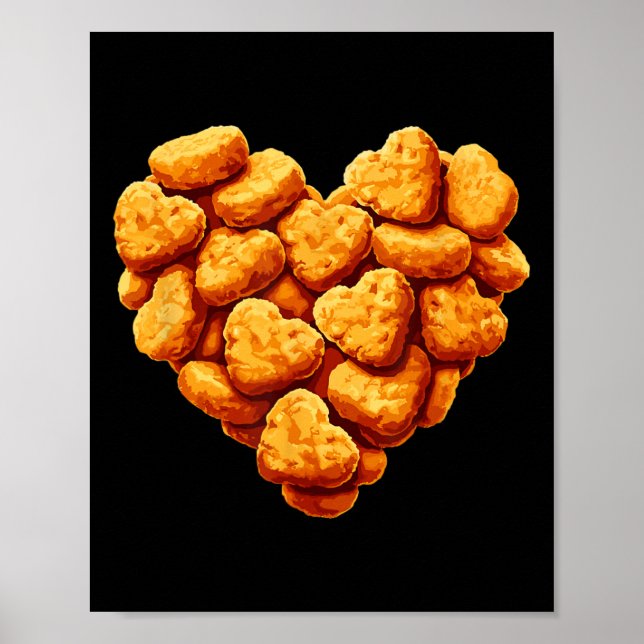 Chicken Nuggets Are My Valentine Heart Funny Valen Poster (Vorne)