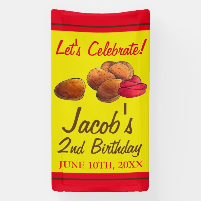 Chicken Nuggets Ketchup Junk Food Birthday Party Banner (Vertikal)