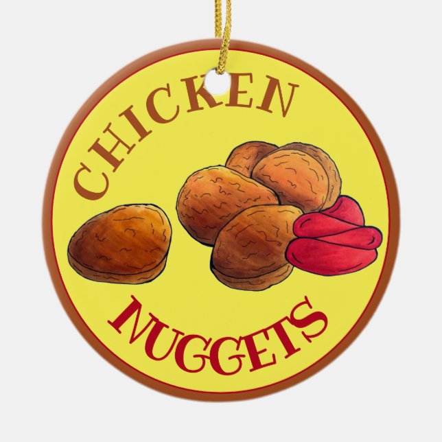 Chicken Nuggets mit Ketchup Junk Food Feinschmecke Keramik Ornament (Vorne)