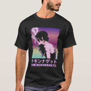Chicken Nuggets Vaporwave-Ästhetik Traurig Rauchen T-Shirt