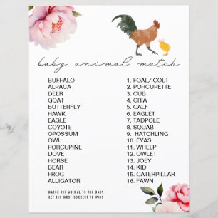 Chicken Pink Floral Baby Dusche Tierspiel