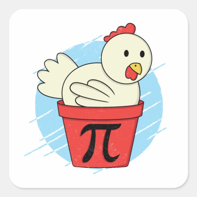 Chicken Pot Pi Funny Mah Pi Day Quadratischer Aufkleber (Vorderseite)