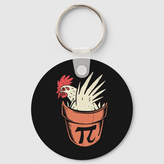 Chicken Pot Pi Funny Mathe Lehrer Pun Pi Day Schlüsselanhänger (Vorderseite)
