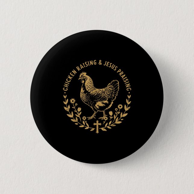 Chicken Raising &amp; Jesus Praising Shirt Men Wom Button (Vorderseite)