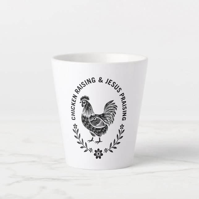 Chicken Raising & Jesus Lob Milchtasse (Vorderseite)