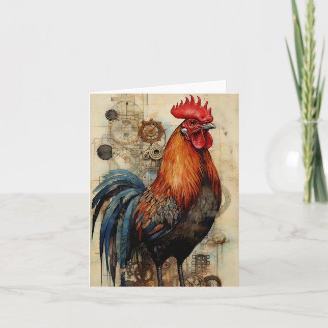 Chicken Rooster Art Karte (Vorderseite)