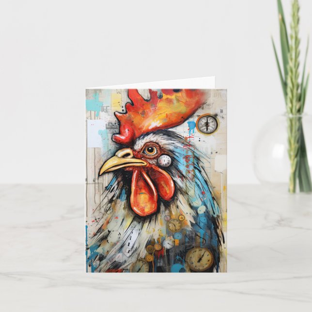 Chicken Rooster Art Karte (Vorderseite)