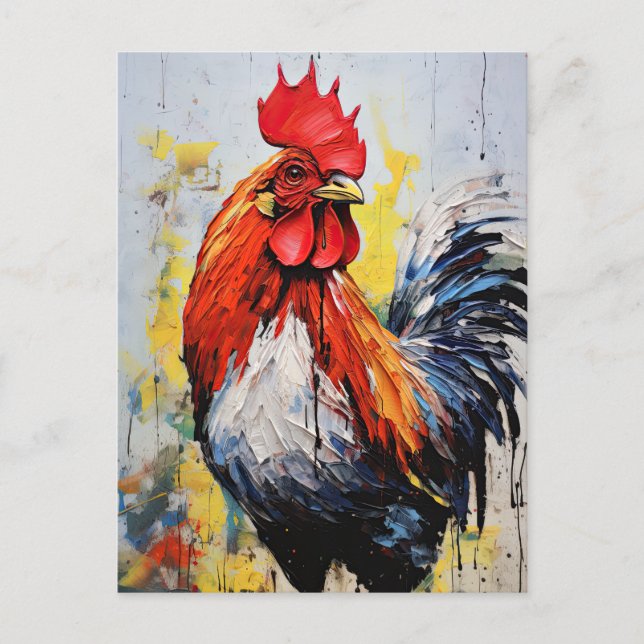 Chicken Rooster Art Postkarte (Vorderseite)