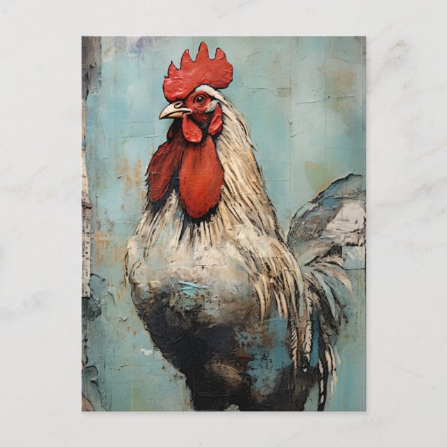 Chicken Rooster Art Postkarte (Vorderseite)