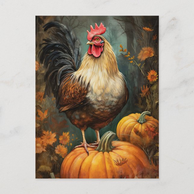 Chicken Rooster Art Postkarte (Vorderseite)