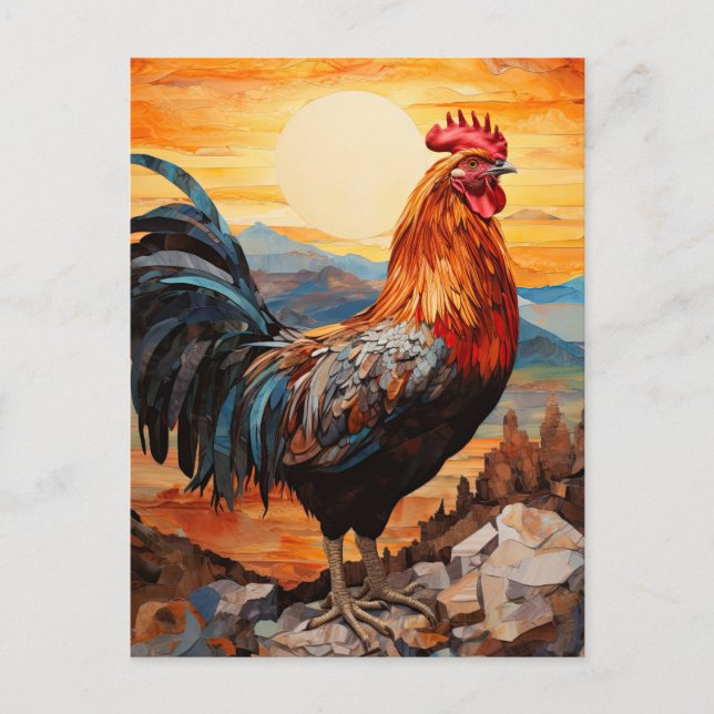 Chicken Rooster Art Postkarte (Vorderseite)