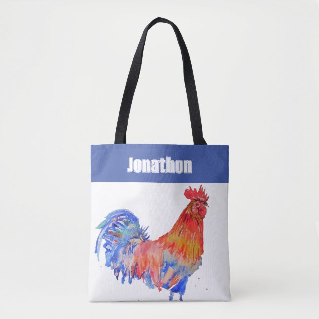 Chicken Rooster Bird Kids Boys Name Blue Red (Vorderseite)