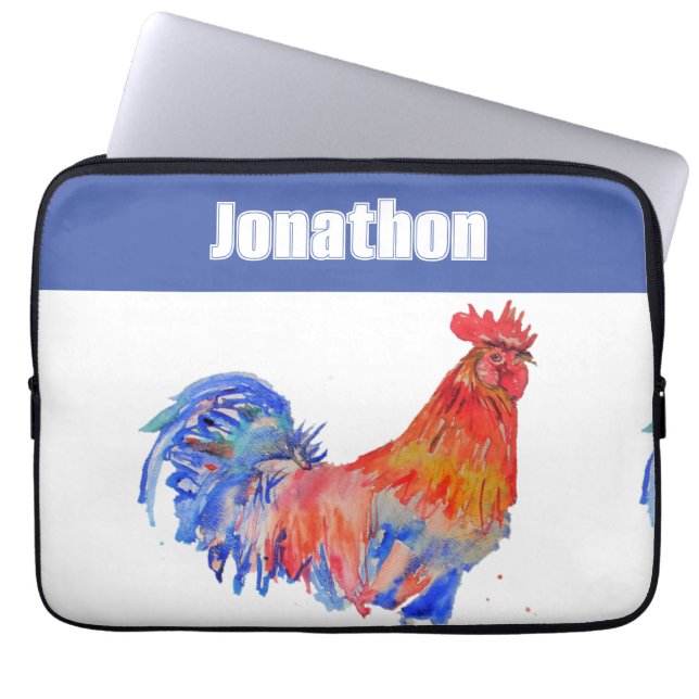 Chicken Rooster Bird Kids Boys Namensschild Laptopschutzhülle (Vorderseite)