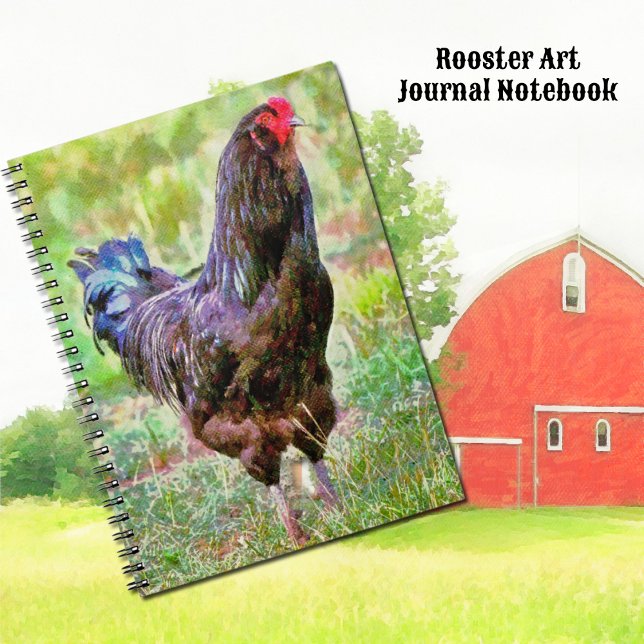 Chicken Rooster Farm Style Art Journal Notizblock (Rooster Chicken Art Journal Notebook.)
