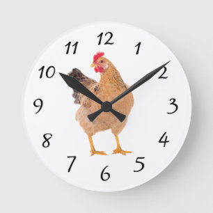 CHICKEN ROOSTER WALL CLOCK RUNDE WANDUHR