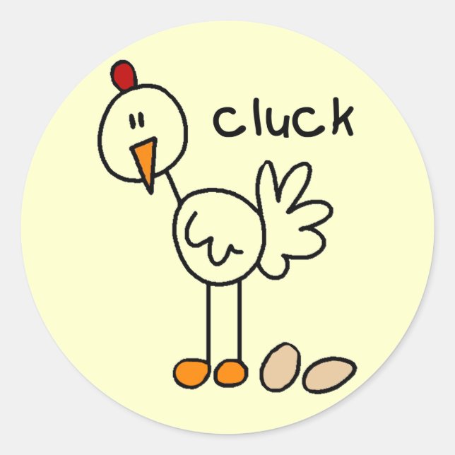 Chicken Says Cluck Tshirts und Geschenke Runder Aufkleber (Vorderseite)
