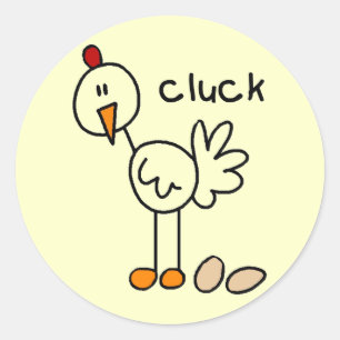 Chicken Says Cluck Tshirts und Geschenke Runder Aufkleber
