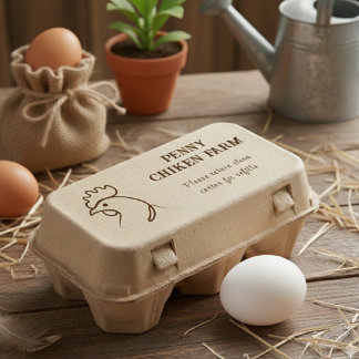 Chicken Sketch Egg Farm Branding Carton Gummistempel
