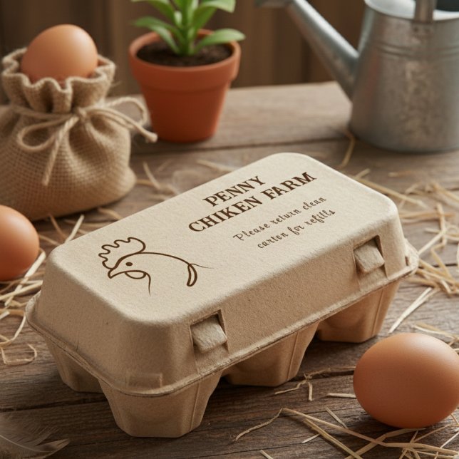 Chicken Sketch Egg Farm Branding Carton Permastempel (Von Creator hochgeladen)
