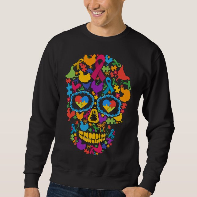 Chicken Skull Autism Awareness   Sweatshirt (Vorderseite)